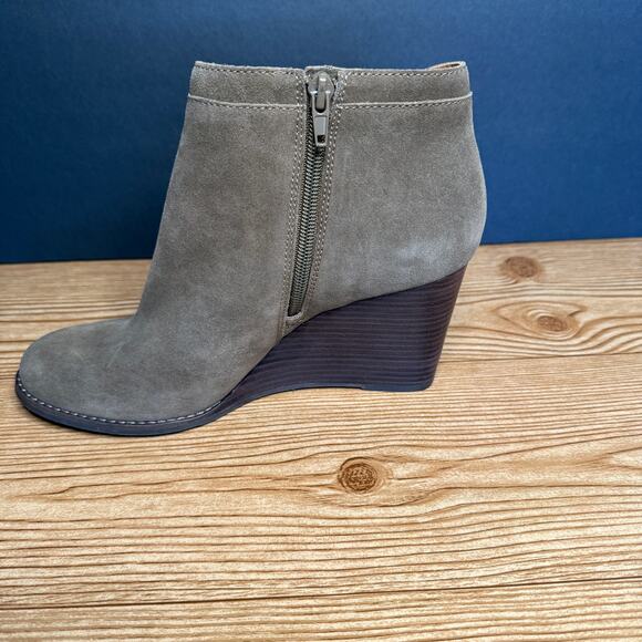 Lucky Brand Waterproof Leather Suede Wedge Yimina Ankle Boot Booties Sz 10 Green - Picture 4 of 16